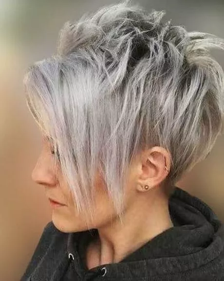Kort grijs haar met highlights